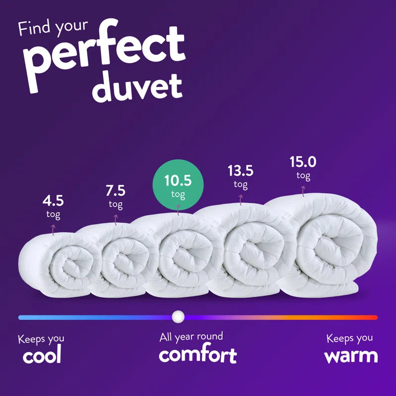 Feels like down 10.5 Tog All Year round Embossed Cover Machine Washable Duvet